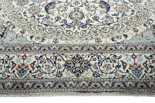 Full view of 2000s Nain rug from Iran / Persia, 378 × 295 cm in Beige tones