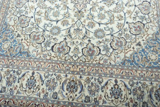 Close-up detail of 2000s Nain rug from Iran / Persia showing Wool weave