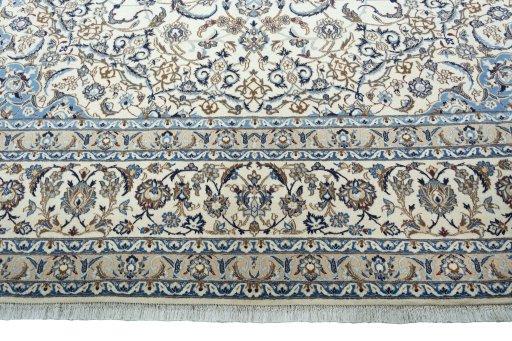 Full view of 2000s Nain rug from Iran / Persia, 448 × 302 cm in Beige tones