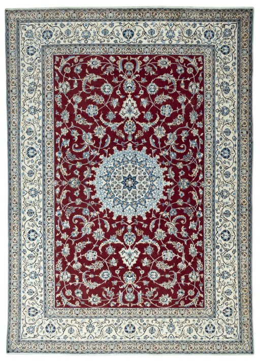 Full view of 2000s Nain rug from Iran / Persia, 397 × 280 cm in Red tones