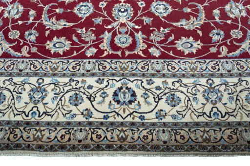 Full view of 2000s Nain rug from Iran / Persia, 397 × 280 cm in Red tones