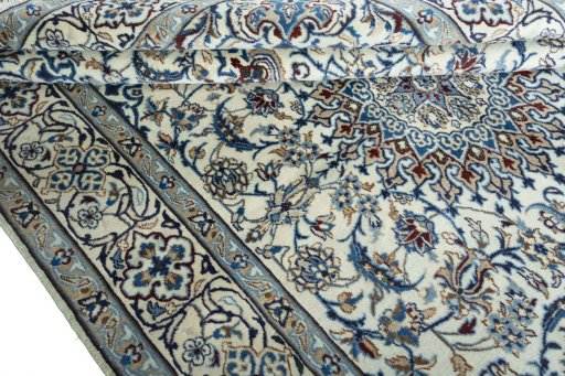 Close-up detail of 2000s Nain rug from Iran / Persia showing Wool weave