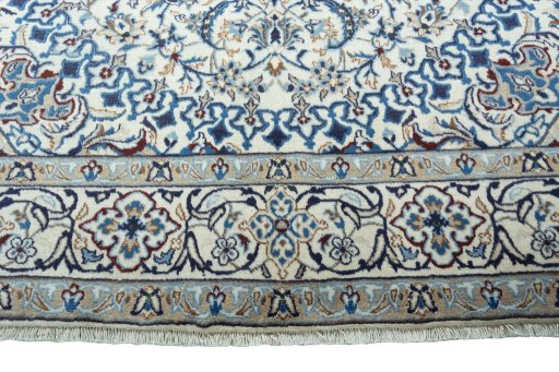 Full view of 2000s Nain rug from Iran / Persia, 290 × 194 cm in Beige tones