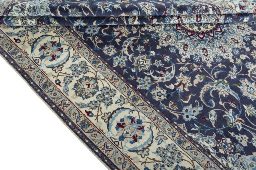 Close-up detail of 2000s Nain rug from Iran / Persia showing Wool weave