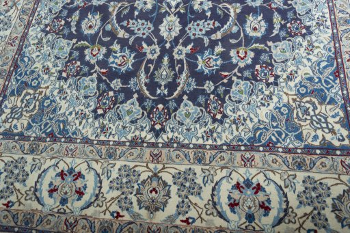 Close-up detail of 2000s Nain rug from Iran / Persia showing Wool weave