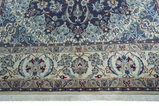 Full view of 2000s Nain rug from Iran / Persia, 353 × 210 cm in Blue tones