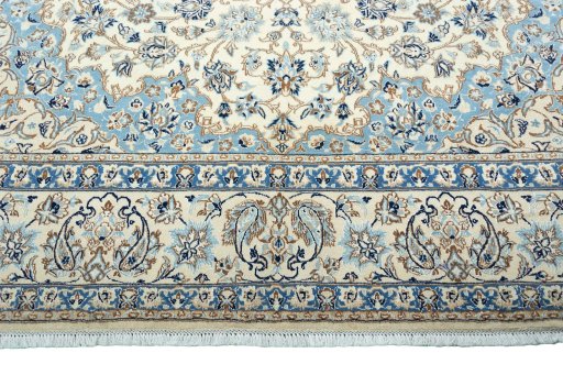 Full view of 2000s Nain rug from Iran / Persia, 364 × 226 cm in Beige tones