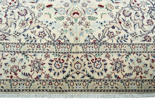 Full view of 2000s Nain rug from Iran / Persia, 300 × 197 cm in Beige tones