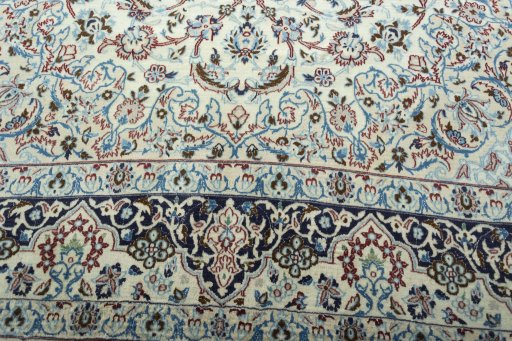 Close-up detail of 2000s Nain rug from Iran / Persia showing Wool weave