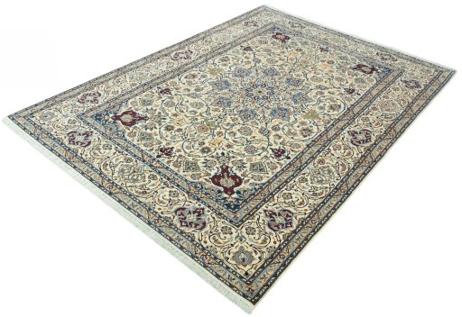 Corner detail of 2000s Nain rug showing border pattern and Wool pile