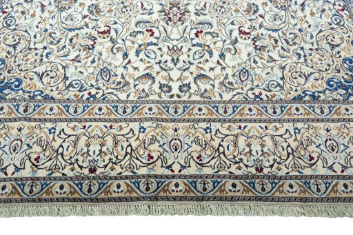 Full view of 2000s Nain rug from Iran / Persia, 353 × 220 cm in Beige tones