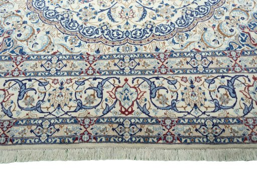 Full view of 2000s Nain rug from Iran / Persia, 342 × 247 cm in Beige tones