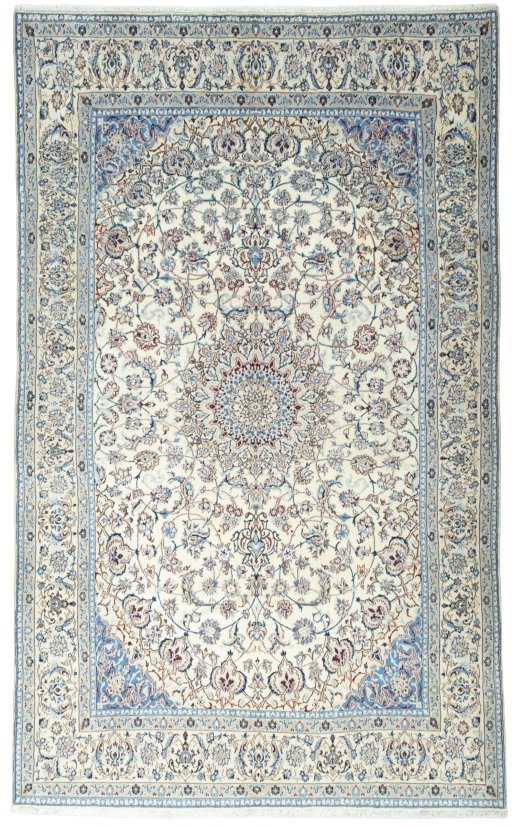 Full view of 2000s Nain rug from Iran / Persia, 322 × 198 cm in Beige tones