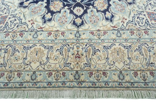 Full view of 2000s Nain rug from Iran / Persia, 330 × 198 cm in Blue tones