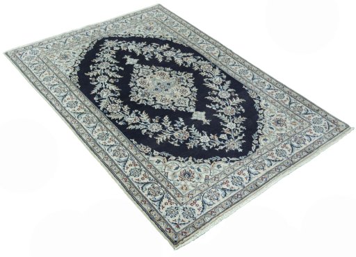 Close-up detail of New Nain rug from Iran / Persia showing Cork weave