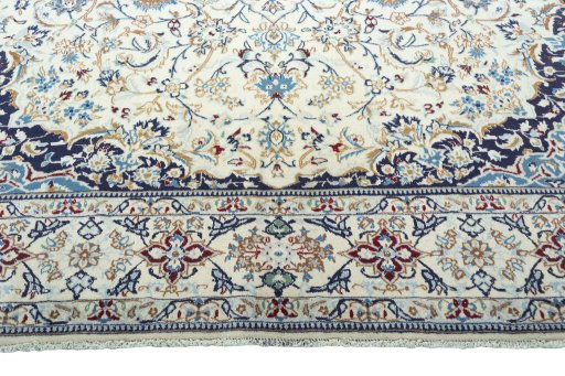 Full view of 2000s Nain rug from Iran / Persia, 340 × 252 cm in Beige tones