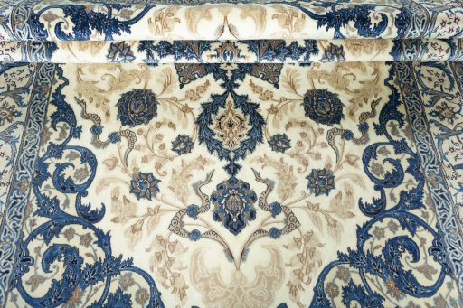 Close-up detail of 2000s Nain rug from Iran / Persia showing Wool weave