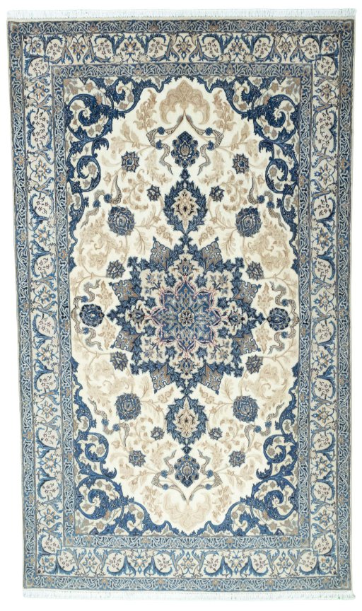 Full view of 2000s Nain rug from Iran / Persia, 292 × 170 cm in Beige tones