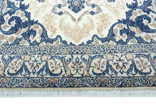 Full view of 2000s Nain rug from Iran / Persia, 292 × 170 cm in Beige tones