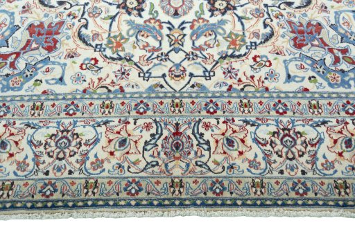 Full view of 2000s Nain rug from Iran / Persia, 295 × 207 cm in Beige tones