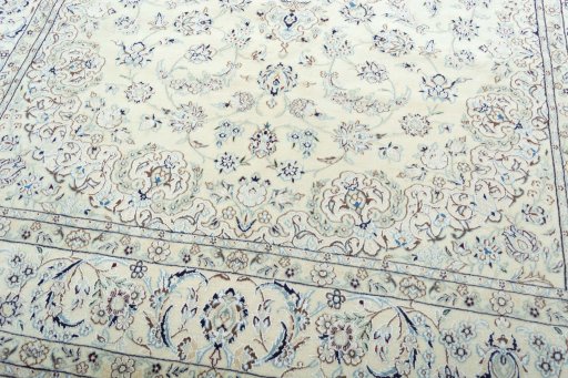 Close-up detail of 2000s Nain rug from Iran / Persia showing Wool weave