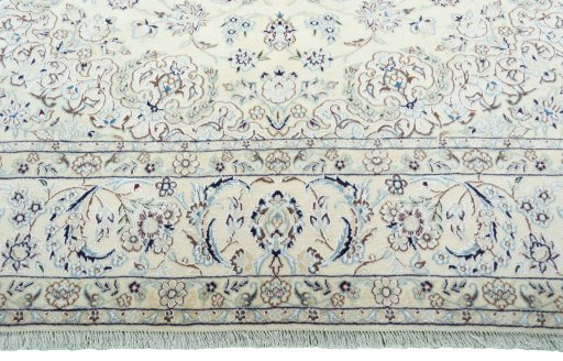 Full view of 2000s Nain rug from Iran / Persia, 294 × 197 cm in Beige tones