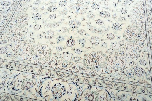 Close-up detail of 2000s Nain rug from Iran / Persia showing Wool weave