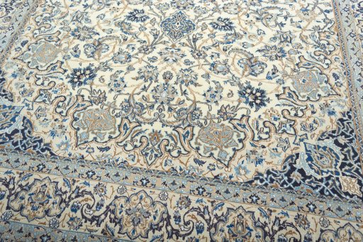Close-up detail of 2000s Nain rug from Iran / Persia showing Wool weave