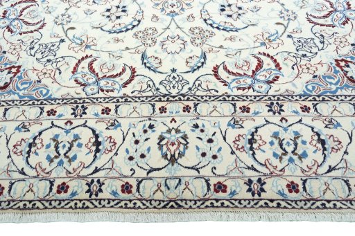 Full view of 2000s Nain rug from Iran / Persia, 355 × 250 cm in Beige tones