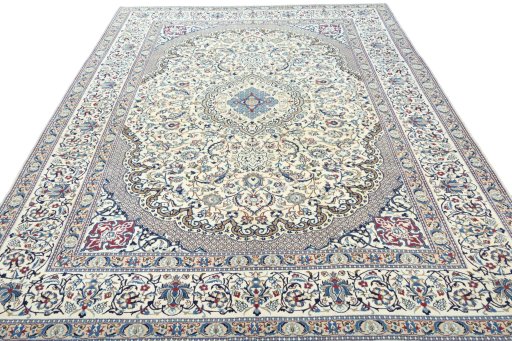 Surface texture of 2000s Nain rug with natural Wool and intricate pattern