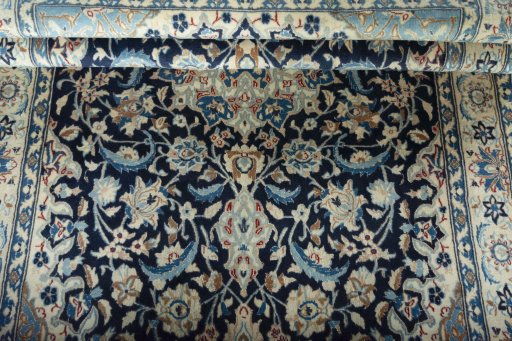 Close-up detail of 2000s Nain rug from Iran / Persia showing Wool weave