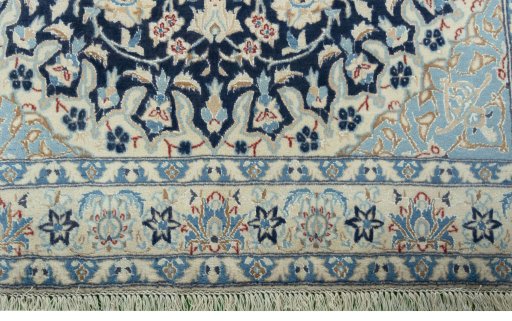 Full view of 2000s Nain rug from Iran / Persia, 200 × 120 cm in Blue tones