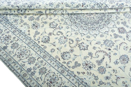 Close-up detail of New Nain rug from Iran / Persia showing Wool weave