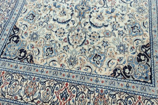 Close-up detail of 2000s Nain rug from Iran / Persia showing Cork weave