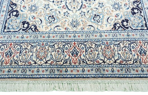 Full view of 2000s Nain rug from Iran / Persia, 210 × 125 cm in Beige tones