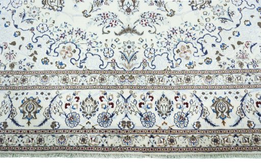 Full view of 2000s Nain rug from Iran / Persia, 340 × 242 cm in Beige tones