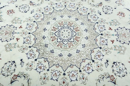 Central medallion detail of 2000s Nain rug from Iran / Persia