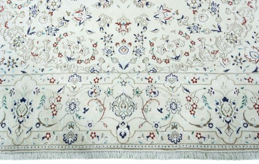 Full view of 2000s Nain rug from Iran / Persia, 342 × 242 cm in Beige tones