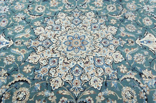 Central medallion detail of 2000s Nain rug from Iran / Persia