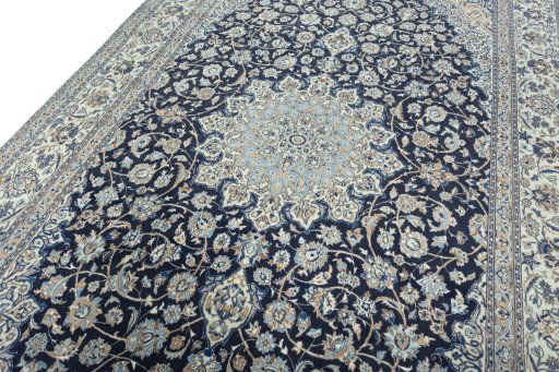 Close-up detail of 2000s Nain rug from Iran / Persia showing Wool weave