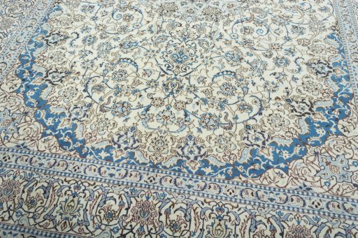 Close-up detail of 2000s Nain rug from Iran / Persia showing Wool weave