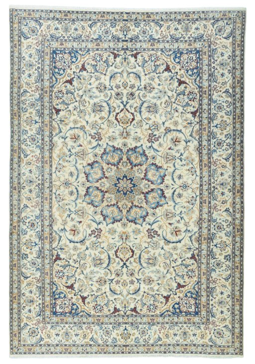 Full view of 2000s Nain rug from Iran / Persia, 315 × 215 cm in Beige tones