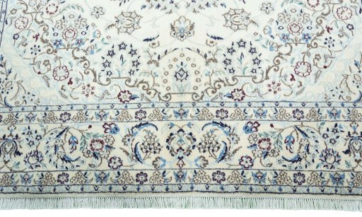 Full view of 2000s Nain rug from Iran / Persia, 303 × 200 cm in Beige tones