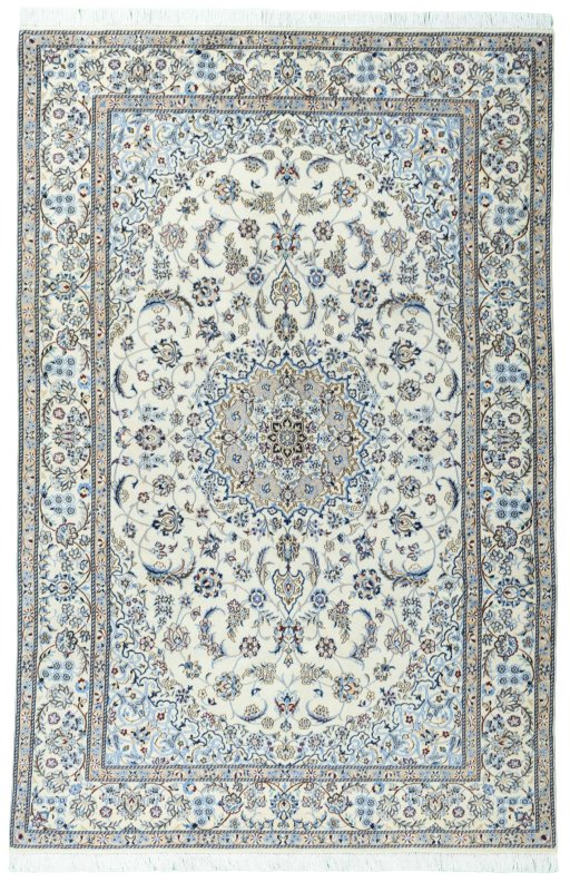 Full view of 2000s Nain rug from Iran / Persia, 307 × 198 cm in Beige tones