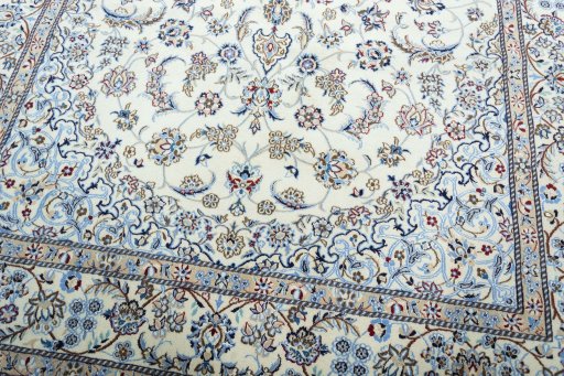 Close-up detail of 2000s Nain rug from Iran / Persia showing Wool weave