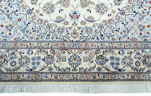 Full view of 2000s Nain rug from Iran / Persia, 307 × 198 cm in Beige tones