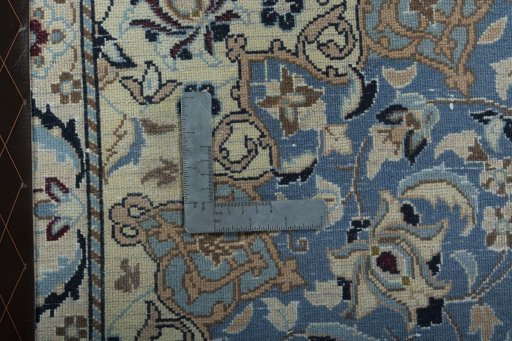 Close-up detail of 2000s Nain rug from Iran / Persia showing Wool weave