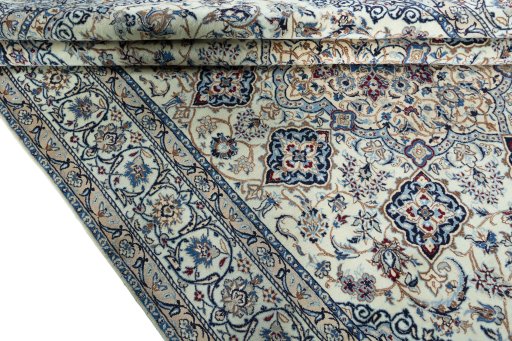 Close-up detail of New Nain rug from Iran / Persia showing Wool weave