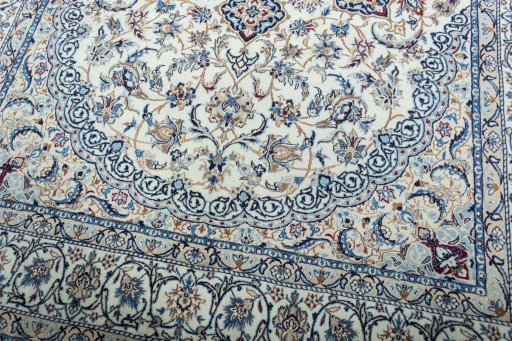 Close-up detail of New Nain rug from Iran / Persia showing Wool weave