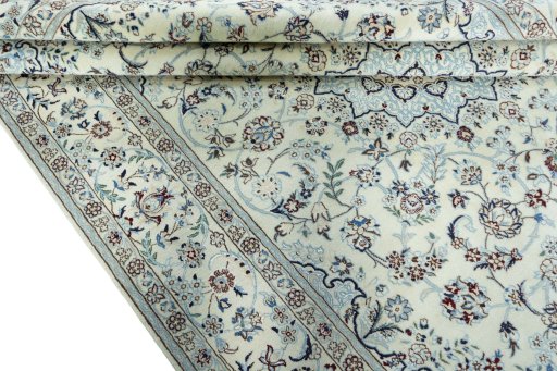 Close-up detail of New Nain rug from Iran / Persia showing Wool weave